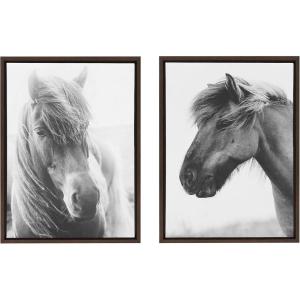 imageKate and Laurel Sylvie Benevolence and Indomitable Framed Canvas Wall Art Set by Alicia Abla 2 Piece 18x24 Walnut Brown Decorative Horse Art for Wall