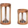 imageKate and Laurel Dahl Modern TwoPiece Candle Holder Set 7 x 12 and 7 x 9 Natural Wood Transitional Mango Wood Hurricane Candle Holders with Glass Cylinders for Living Room Decor