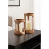 imageKate and Laurel Dahl Modern TwoPiece Candle Holder Set 7 x 12 and 7 x 9 Natural Wood Transitional Mango Wood Hurricane Candle Holders with Glass Cylinders for Living Room Decor