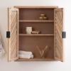 imageKate and Laurel Mezzeta Decorative Modern OneDoor Floating Bathroom Cabinet 15 x 7 x 28 White Decorative Over Toilet Storage Cabinet Made from Solid Mango Wood with Slatted Chevron DesignNatural