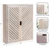 imageKate and Laurel Mezzeta Decorative Modern OneDoor Floating Bathroom Cabinet 15 x 7 x 28 White Decorative Over Toilet Storage Cabinet Made from Solid Mango Wood with Slatted Chevron DesignWhitewash