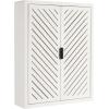 imageKate and Laurel Mezzeta Decorative Modern OneDoor Floating Bathroom Cabinet 15 x 7 x 28 White Decorative Over Toilet Storage Cabinet Made from Solid Mango Wood with Slatted Chevron DesignWhite