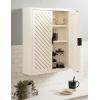 imageKate and Laurel Mezzeta Decorative Modern OneDoor Floating Bathroom Cabinet 15 x 7 x 28 White Decorative Over Toilet Storage Cabinet Made from Solid Mango Wood with Slatted Chevron DesignWhite