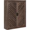 imageKate and Laurel Mezzeta Decorative Modern OneDoor Floating Bathroom Cabinet 15 x 7 x 28 White Decorative Over Toilet Storage Cabinet Made from Solid Mango Wood with Slatted Chevron DesignBrown