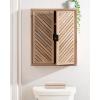 imageKate and Laurel Mezzeta Decorative Modern OneDoor Floating Bathroom Cabinet 15 x 7 x 28 White Decorative Over Toilet Storage Cabinet Made from Solid Mango Wood with Slatted Chevron DesignNatural