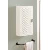 imageKate and Laurel Mezzeta Decorative Modern OneDoor Floating Bathroom Cabinet 15 x 7 x 28 White Decorative Over Toilet Storage Cabinet Made from Solid Mango Wood with Slatted Chevron DesignWhite
