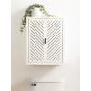 imageKate and Laurel Mezzeta Decorative Modern OneDoor Floating Bathroom Cabinet 15 x 7 x 28 White Decorative Over Toilet Storage Cabinet Made from Solid Mango Wood with Slatted Chevron DesignWhite