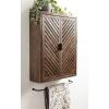 imageKate and Laurel Mezzeta Decorative Modern OneDoor Floating Bathroom Cabinet 15 x 7 x 28 White Decorative Over Toilet Storage Cabinet Made from Solid Mango Wood with Slatted Chevron DesignBrown