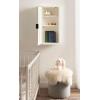 imageKate and Laurel Mezzeta Decorative Modern OneDoor Floating Bathroom Cabinet 15 x 7 x 28 White Decorative Over Toilet Storage Cabinet Made from Solid Mango Wood with Slatted Chevron DesignWhite