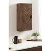 imageKate and Laurel Mezzeta Decorative Modern OneDoor Floating Bathroom Cabinet 15 x 7 x 28 White Decorative Over Toilet Storage Cabinet Made from Solid Mango Wood with Slatted Chevron DesignBrown