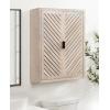 imageKate and Laurel Mezzeta Decorative Modern OneDoor Floating Bathroom Cabinet 15 x 7 x 28 White Decorative Over Toilet Storage Cabinet Made from Solid Mango Wood with Slatted Chevron DesignWhitewash