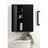 imageKate and Laurel Mezzeta Decorative Modern OneDoor Floating Bathroom Cabinet 15 x 7 x 28 White Decorative Over Toilet Storage Cabinet Made from Solid Mango Wood with Slatted Chevron DesignBlack