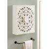 imageKate and Laurel Saanvi Traditional Carved Wood Floating Bathroom Wall Cabinet 22 x 7 x 28 White Dimensional Over the Toilet Storage Cabinet for Use as Bathroom Storage or Entryway Decor and Display