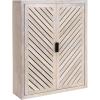 imageKate and Laurel Mezzeta Decorative Modern OneDoor Floating Bathroom Cabinet 15 x 7 x 28 White Decorative Over Toilet Storage Cabinet Made from Solid Mango Wood with Slatted Chevron DesignWhitewash