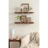 imageKate and Laurel Alezar Modern Scalloped Mango Wood Floating Shelves Set of 2 24 x 6 Walnut Brown Functional Wavy Bathroom and Kitchen Shelves for Storage and DisplayWalnut Brown