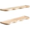 imageKate and Laurel Alezar Modern Scalloped Mango Wood Floating Shelves Set of 2 24 x 6 Walnut Brown Functional Wavy Bathroom and Kitchen Shelves for Storage and DisplayWhite