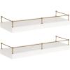 imageKate and Laurel Havina Modern Natural Floating Shelves with Rail Set of 2 24 x 8 Black and Gold Functional Nursery Book Shelves or Bathroom Shelf Decor for Over Toilet Storage and DisplayWhite