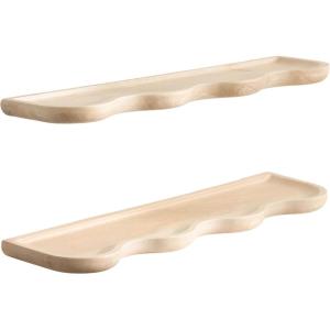 imageKate and Laurel Alezar Modern Scalloped Mango Wood Floating Shelves Set of 2 24 x 6 Walnut Brown Functional Wavy Bathroom and Kitchen Shelves for Storage and DisplayWhite
