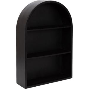imageKate and Laurel Arcott Modern Wooden Arched Wall Shelf 18 x 26 Black Transitional Mango Wood Arch Wall Shelves for OverTheToilet Storage or Entryway Storage Shelf