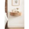 imageKate and Laurel Reid Ribbed Wooden Floating Side Table 20 x 11 x 6 Light Natural Modern Mango Wood Floating Nightstand with Drawer for Bedroom Storage or Living Room End Table Option