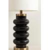 imageKate and Laurel Rogala Modern Glass Bedside Table Lamp 8 x 8 x 18 Blue and Antique Brass Decorative Sculpted Bubble Tabletop Desk Lamp with Linen Shade for Living Room DecorGoldBlack