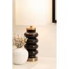 imageKate and Laurel Rogala Modern Glass Bedside Table Lamp 8 x 8 x 18 Blue and Antique Brass Decorative Sculpted Bubble Tabletop Desk Lamp with Linen Shade for Living Room DecorGoldBlack