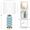 imageKate and Laurel Rogala Modern Glass Bedside Table Lamp 8 x 8 x 18 Blue and Antique Brass Decorative Sculpted Bubble Tabletop Desk Lamp with Linen Shade for Living Room DecorBlueGold