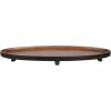 imageKate and Laurel Tomaz Modern Decorative Mango Wood Oval Footed Tray 23 x 7 Light Natural Transitional FoodSafe Wooden Coffee Table Tray with Elevated Design and Unique Oval ShapeBlackWalnut Brown