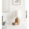 imageKate and Laurel Wylla Modern Rattan Bedside Table Lamp 8 x 8 x 18 Natural Rattan Decorative Woven Tabletop Desk Lamp with Linen Shade for Living Room DecorNatural