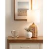 imageKate and Laurel Wylla Modern Rattan Bedside Table Lamp 8 x 8 x 18 Natural Rattan Decorative Woven Tabletop Desk Lamp with Linen Shade for Living Room DecorNatural