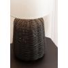 imageKate and Laurel Wylla Modern Rattan Bedside Table Lamp 8 x 8 x 18 Natural Rattan Decorative Woven Tabletop Desk Lamp with Linen Shade for Living Room DecorBlack
