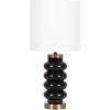 imageKate and Laurel Rogala Modern Glass Bedside Table Lamp 8 x 8 x 18 Blue and Antique Brass Decorative Sculpted Bubble Tabletop Desk Lamp with Linen Shade for Living Room DecorGoldBlack