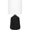 imageKate and Laurel Wylla Modern Rattan Bedside Table Lamp 8 x 8 x 18 Natural Rattan Decorative Woven Tabletop Desk Lamp with Linen Shade for Living Room DecorBlack