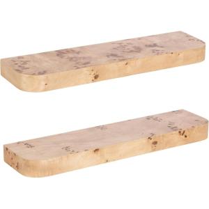 imageKate and Laurel Burlock Modern Burlwood Floating Shelves Set of 2 24 x 6 Burlwood Transitional Functional Kitchen or Bathroom Shelves for Above Toilet Storage and Display