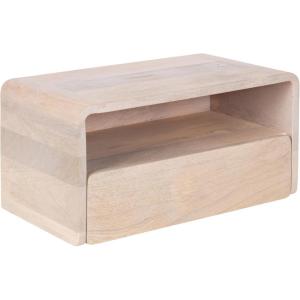 imageKate and Laurel Kato Modern Mango Wood Floating Side Table with Drawer 18 x 10 x 9 Dark Brown Contemporary Wooden Floating Nightstand for Bedroom Bedside Table or Living Room Wall StorageWhite