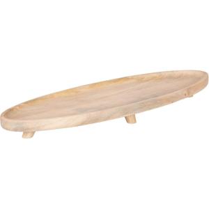 imageKate and Laurel Tomaz Modern Decorative Mango Wood Oval Footed Tray 23 x 7 Light Natural Transitional FoodSafe Wooden Coffee Table Tray with Elevated Design and Unique Oval ShapeNatural