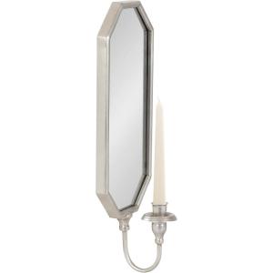 imageKate and Laurel Wardelle Vintage Mirrored Wall Sconce 7 x 5 x 18 Silver Antique Scalloped Candlestick Holder with Mirror for Bathroom or Bedroom Wall DecorSilver