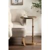 imageKate and Laurel Engles Traditional AdjustableHeight Oval CTable 15 x 10 x 28 Antique Brass Vintage Round Indoor Metal CShaped End Table with Embossed Pattern for Use as Overbed Table