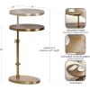 imageKate and Laurel Engles Traditional AdjustableHeight Oval CTable 15 x 10 x 28 Antique Brass Vintage Round Indoor Metal CShaped End Table with Embossed Pattern for Use as Overbed Table