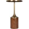 imageKate and Laurel Whelan Modern Metal Round Side Table 14 x 14 x 24 Antique Brass and Walnut Brown Transitional Sculptural Indoor Plant Stand for Living Room End Table or Bedroom NightstandWalnut BrownGold