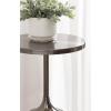 imageKate and Laurel Whelan Modern Metal Round Side Table 14 x 14 x 24 Antique Brass and Walnut Brown Transitional Sculptural Indoor Plant Stand for Living Room End Table or Bedroom NightstandPewterBlack