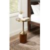 imageKate and Laurel Whelan Modern Metal Round Side Table 14 x 14 x 24 Antique Brass and Walnut Brown Transitional Sculptural Indoor Plant Stand for Living Room End Table or Bedroom NightstandWalnut BrownGold