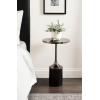 imageKate and Laurel Whelan Modern Metal Round Side Table 14 x 14 x 24 Antique Brass and Walnut Brown Transitional Sculptural Indoor Plant Stand for Living Room End Table or Bedroom NightstandPewterBlack
