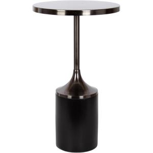 imageKate and Laurel Whelan Modern Metal Round Side Table 14 x 14 x 24 Antique Brass and Walnut Brown Transitional Sculptural Indoor Plant Stand for Living Room End Table or Bedroom NightstandPewterBlack