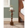 imageKate and Laurel Avenal Modern Round Mango Wood Drink Table 9 x 9 x 22 Walnut Brown MidCentury Mini Pedestal Table with TotemInspired Design for Indoor Plant Stand or Small Bedroom Nightstand