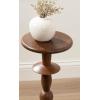 imageKate and Laurel Avenal Modern Round Mango Wood Drink Table 9 x 9 x 22 Walnut Brown MidCentury Mini Pedestal Table with TotemInspired Design for Indoor Plant Stand or Small Bedroom Nightstand