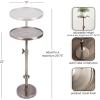 imageKate and Laurel Engles Traditional AdjustableHeight Pedestal Drink Table 10 x 10 x 30 Polished Nickel Vintage Round Living Room Pedestal Table for Indoor Plant Stand with Protective Tabletop LipSilver