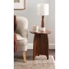 imageKate and Laurel Kanna Modern Wavy Pieced Mango Wood Round Side Table 16 x 16 x 21 Walnut Brown MidCentury Scalloped Wooden End Table for Bedroom Nightstand or Living Room Plant Stand Indoors