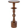 imageKate and Laurel Avenal Modern Round Mango Wood Drink Table 9 x 9 x 22 Walnut Brown MidCentury Mini Pedestal Table with TotemInspired Design for Indoor Plant Stand or Small Bedroom Nightstand