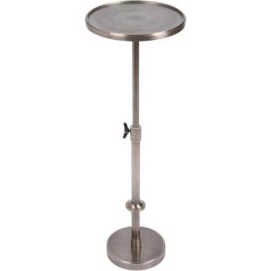 imageKate and Laurel Engles Traditional AdjustableHeight Pedestal Drink Table 10 x 10 x 30 Polished Nickel Vintage Round Living Room Pedestal Table for Indoor Plant Stand with Protective Tabletop LipSilver